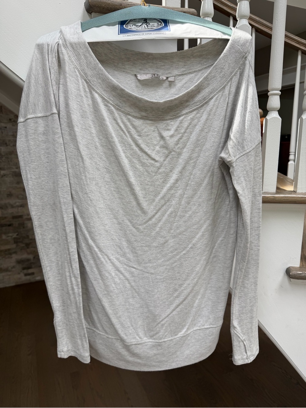 Athleta Light Gray Off-Shoulder Sweatshirt